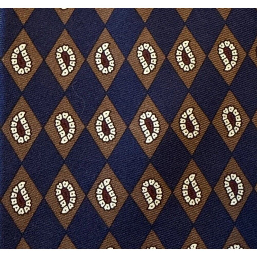 Vtg Tie Necktie 100% Silk Blue Tan Paisley Bert Pulitzer Signature 3.75” Classic - Picture 3 of 4